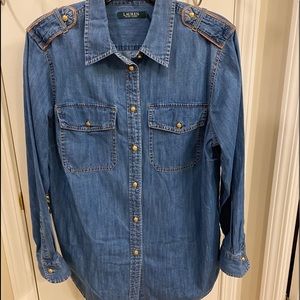 NWOT Lauren Ralph Lauren denim epaulet shirt